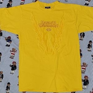Vintage Harley Davidson Yellow Flames Shirt 97' Usa Made R.K Stratman Zylstra